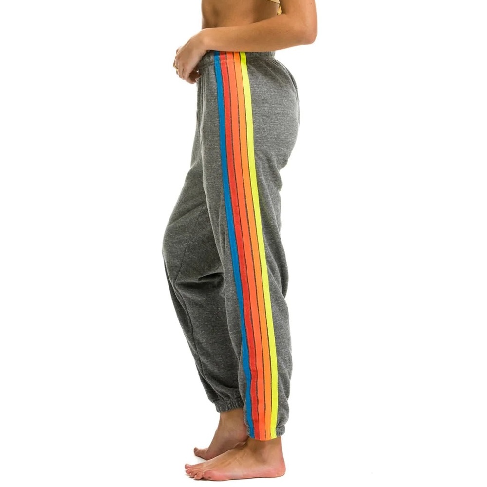 BRAND NEW W/ TAG - AVIATOR NATION 5 STRIPE - HEATHER GREY NEON RAINBOW